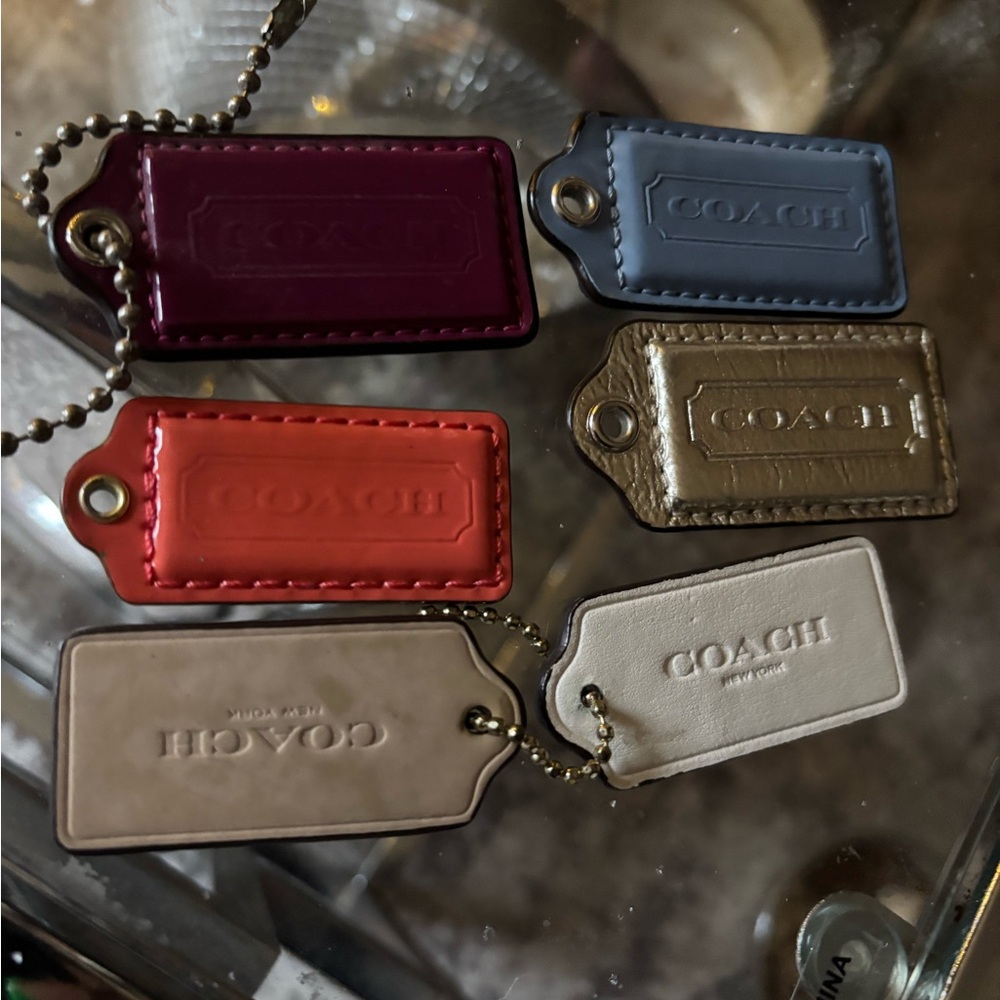 Coach Leather Tag Set - Black, Blue, Gold, Tan, Cream